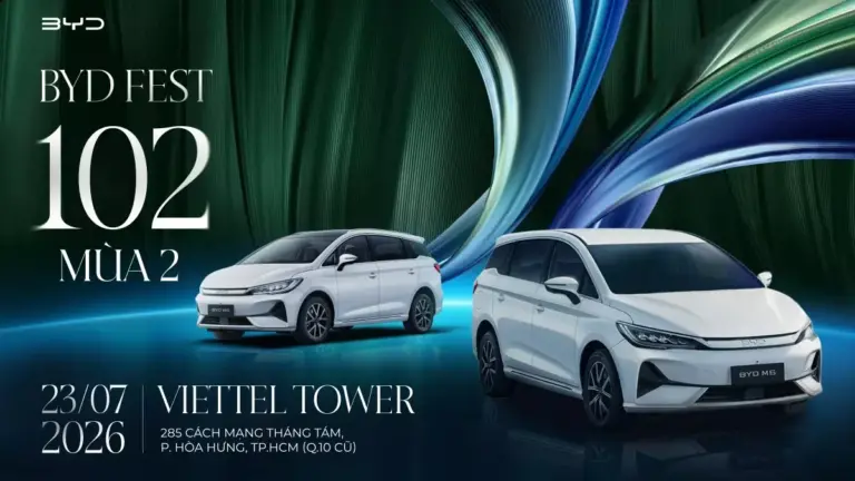 BYD M6 và Seal 5: Khi công nghệ xanh càng thêm hấp dẫn với loạt ưu đãi độc quyền từ BYD Fest 102 mùa hai